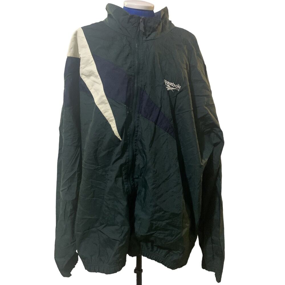 Vintage 90s Reebok Big Logo Full Zip Windbreaker Retro Jacket Adult Size XXL